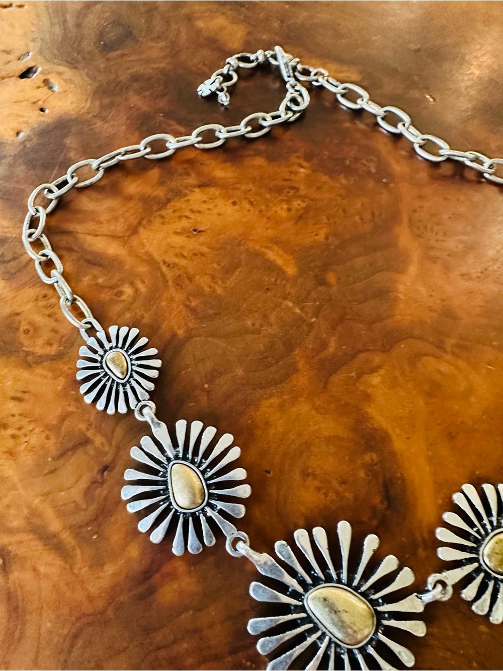 Lucky Brand Silver-Tone Daisy Necklace with Gold Accents - Picture 4 of 8